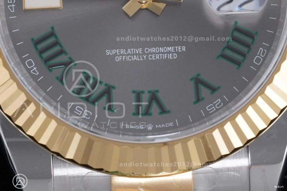 1:1 YG Marker Power Gray Bracelet Reserve) Clean (72 Dial Steel on Edition SS SH3235 Oyster Roman Green 126333 904L 41 Best DateJust Hours 0320